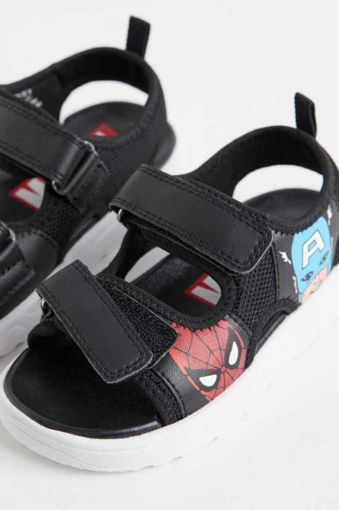 H&M Printed Sandalen Kinder Schwarz | 0318-XTEGZ