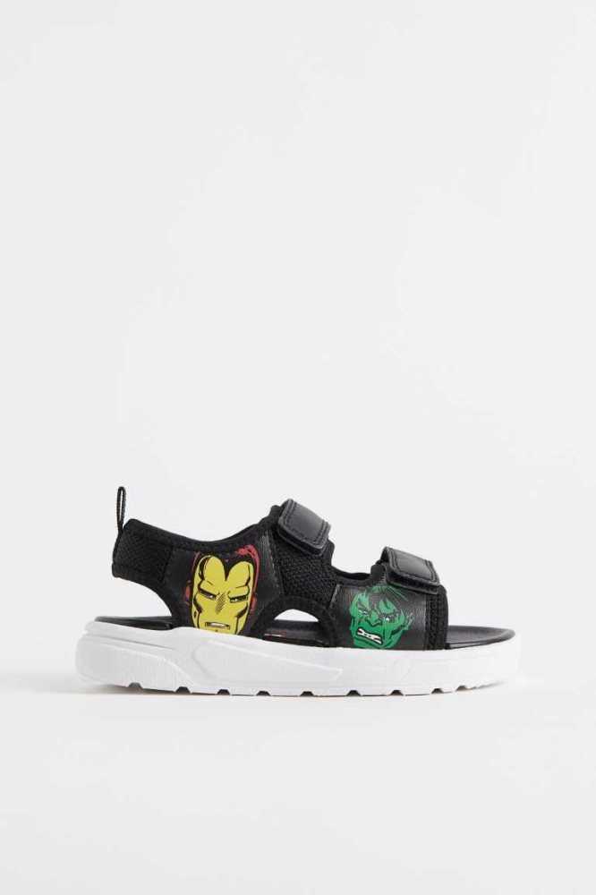 H&M Printed Sandalen Kinder Schwarz | 0318-XTEGZ