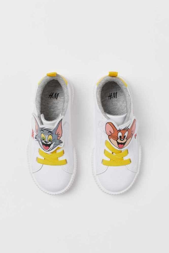 H&M Printed Sneakers Kinder Weiß | 2157-MYXDQ