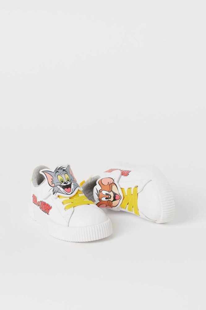 H&M Printed Sneakers Kinder Weiß | 2157-MYXDQ