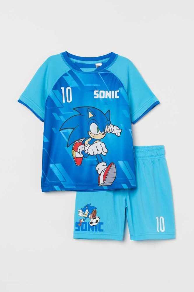 H&M Printed Soccer Set Sportbekleidung Kinder Schwarz | 2580-RLYPC