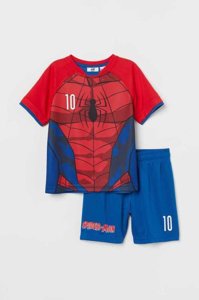 H&M Printed Soccer Set Sportbekleidung Kinder Schwarz | 2580-RLYPC