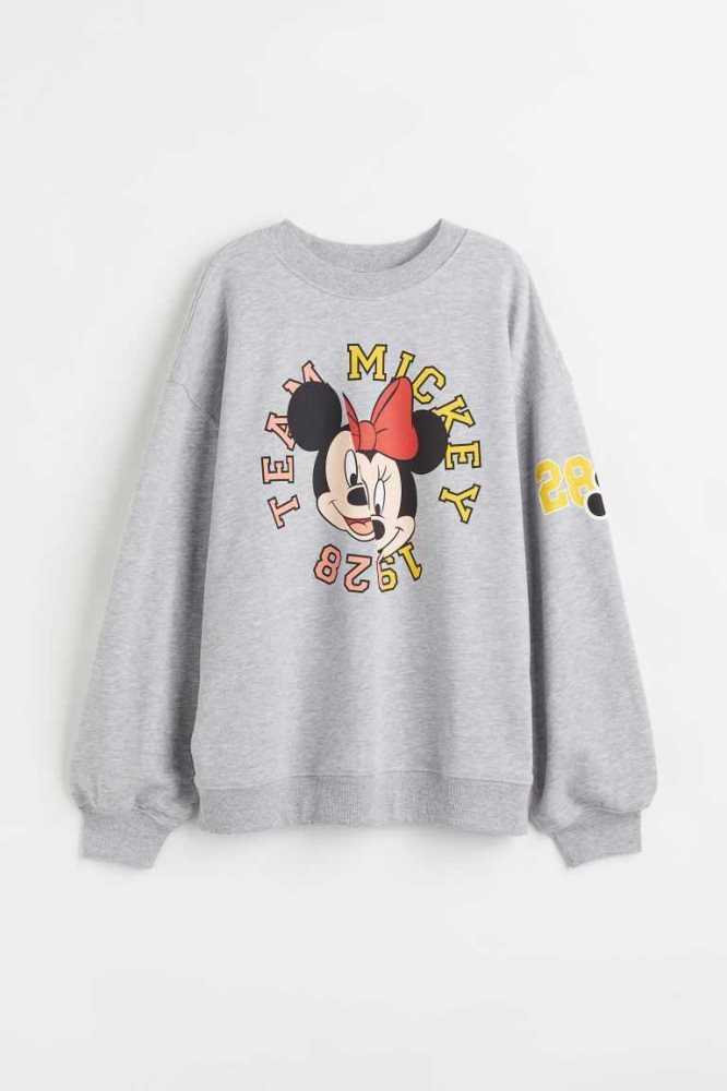 H&M Printed Sweatshirt Damen Dunkellila | 6532-ZEMNL