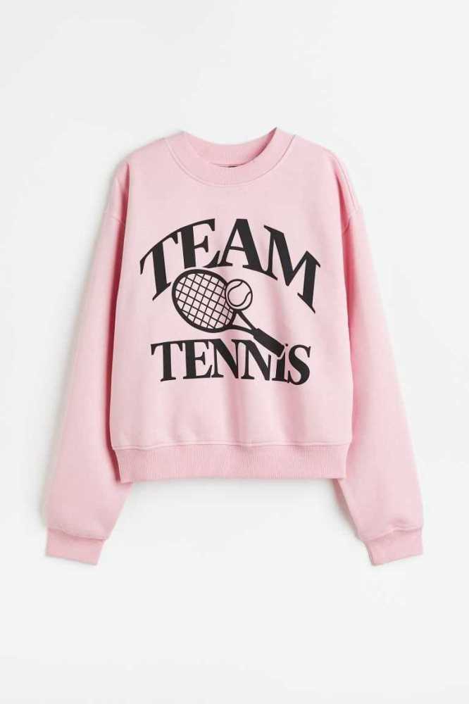 H&M Printed Sweatshirt Damen Hellgrau | 5496-OEBHQ