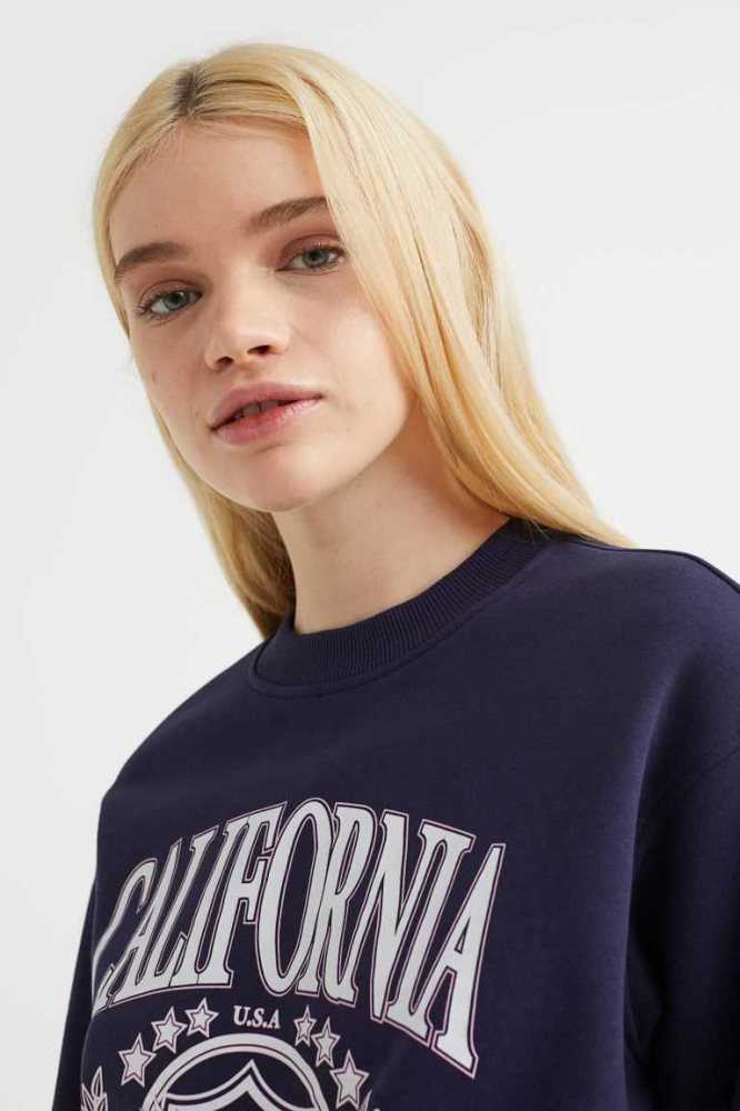 H&M Printed Sweatshirt Damen Lila | 5120-IHCGE