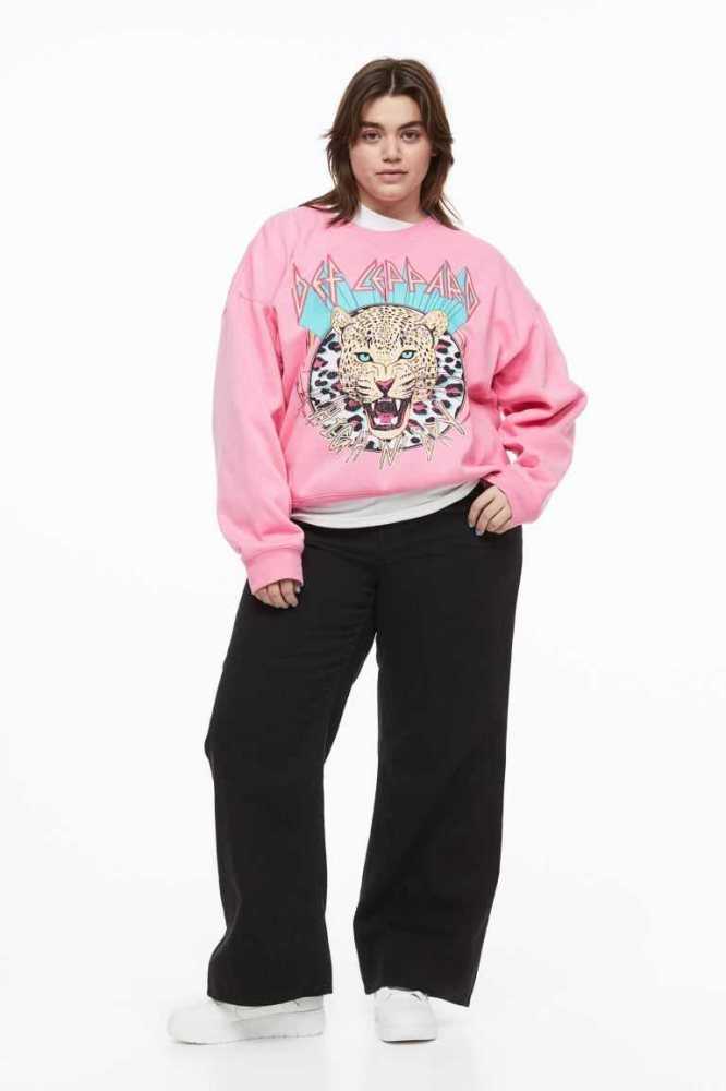 H&M Printed Sweatshirt Damen Rosa | 0273-YOLNX