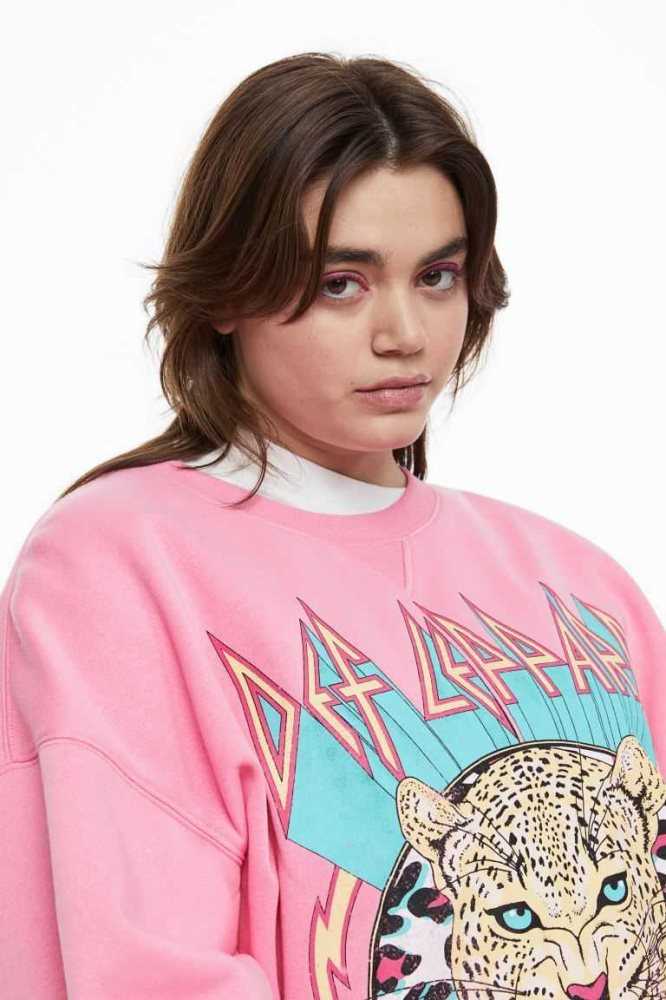 H&M Printed Sweatshirt Damen Rosa | 0273-YOLNX