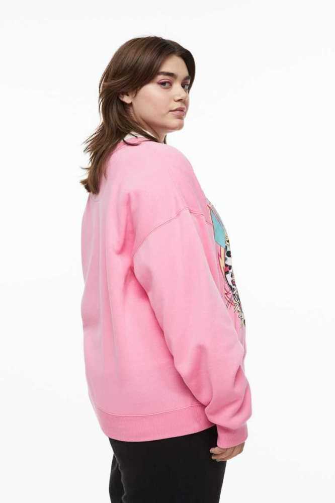 H&M Printed Sweatshirt Damen Rosa | 0273-YOLNX