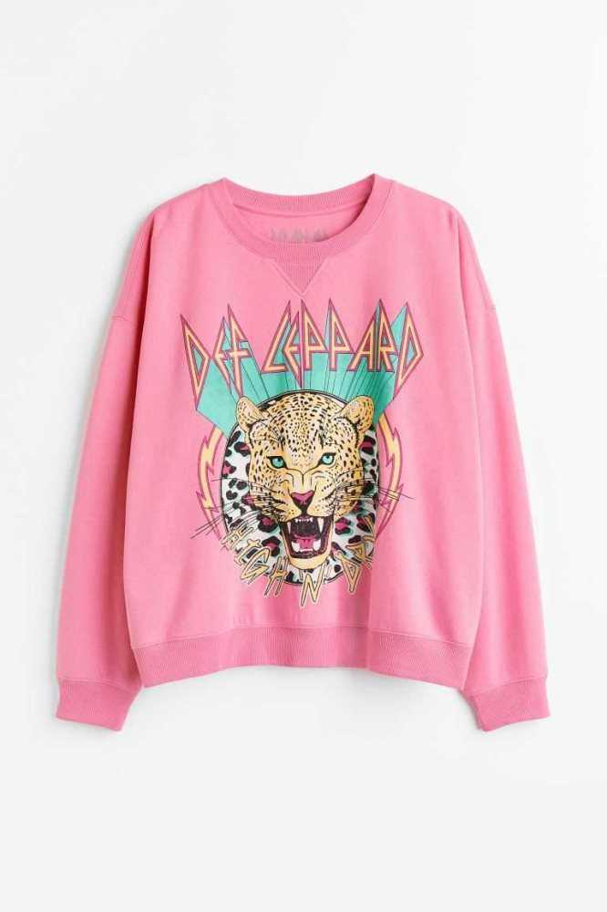 H&M Printed Sweatshirt Damen Rosa | 0273-YOLNX