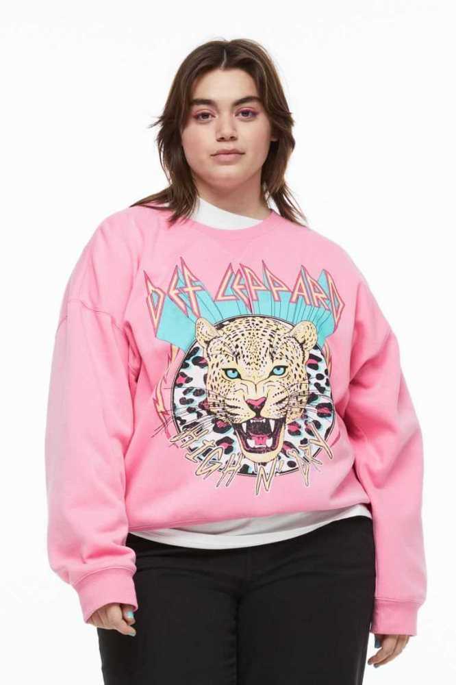 H&M Printed Sweatshirt Damen Rosa | 0273-YOLNX