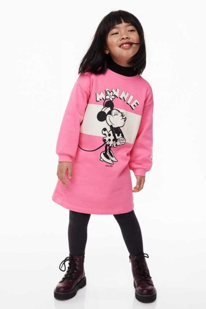 H&M Printed Sweatshirt Kurzes Kleid Kinder Dunkelrot | 2183-HKAVP