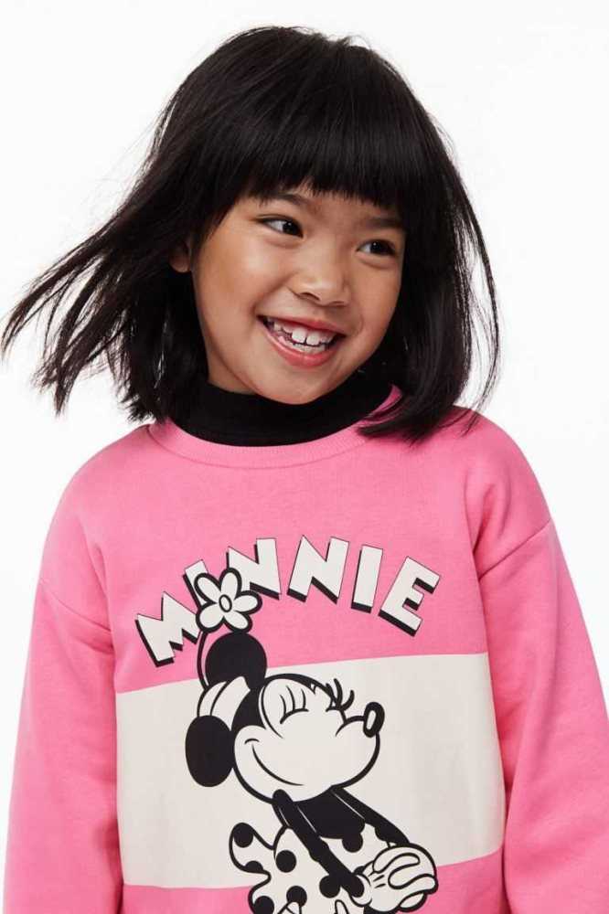 H&M Printed Sweatshirt Kurzes Kleid Kinder Dunkelrot | 2183-HKAVP