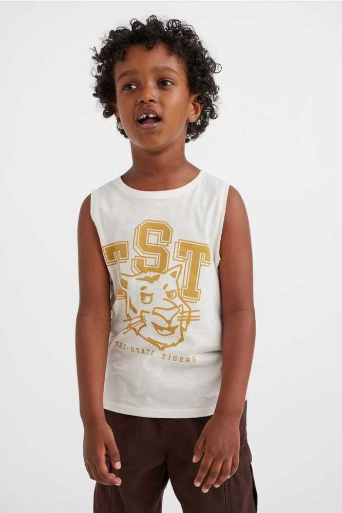 H&M Printed Tank Oberteile Kinder Hellgrün | 3692-EXRCJ