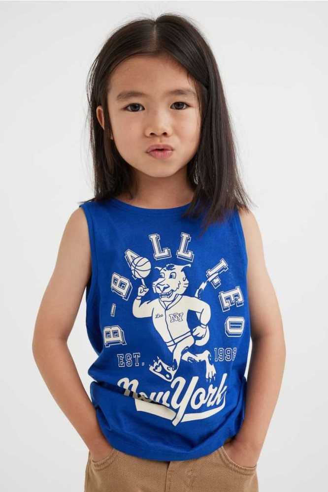 H&M Printed Tank Oberteile Kinder Weiß | 9435-MYNZH