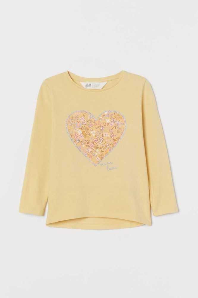 H&M Printed Top Jersey Kinder Beige | 1706-KGJHC