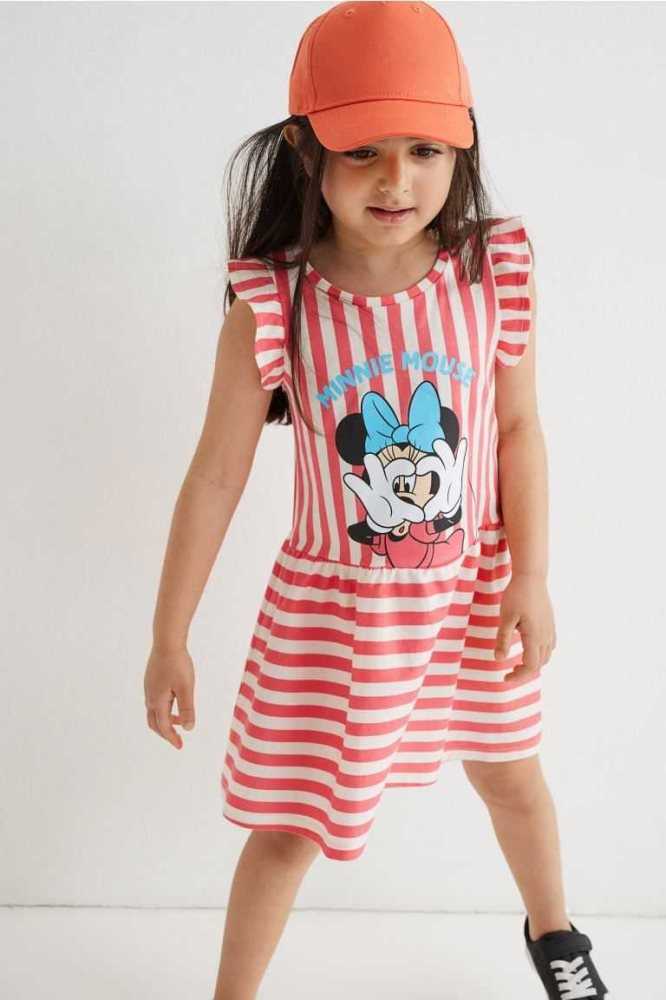 H&M Printed cotton Kurzes Kleid Kinder Hellrosa | 7695-YHQME