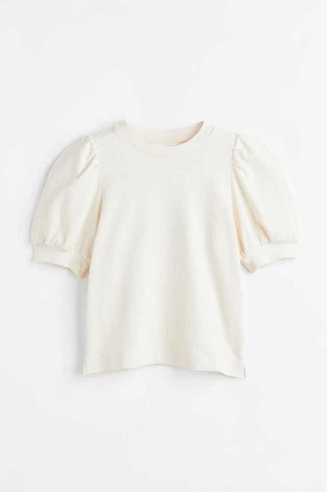 H&M Puff-sleeved Oberteile Damen Weiß | 2034-MHNJO