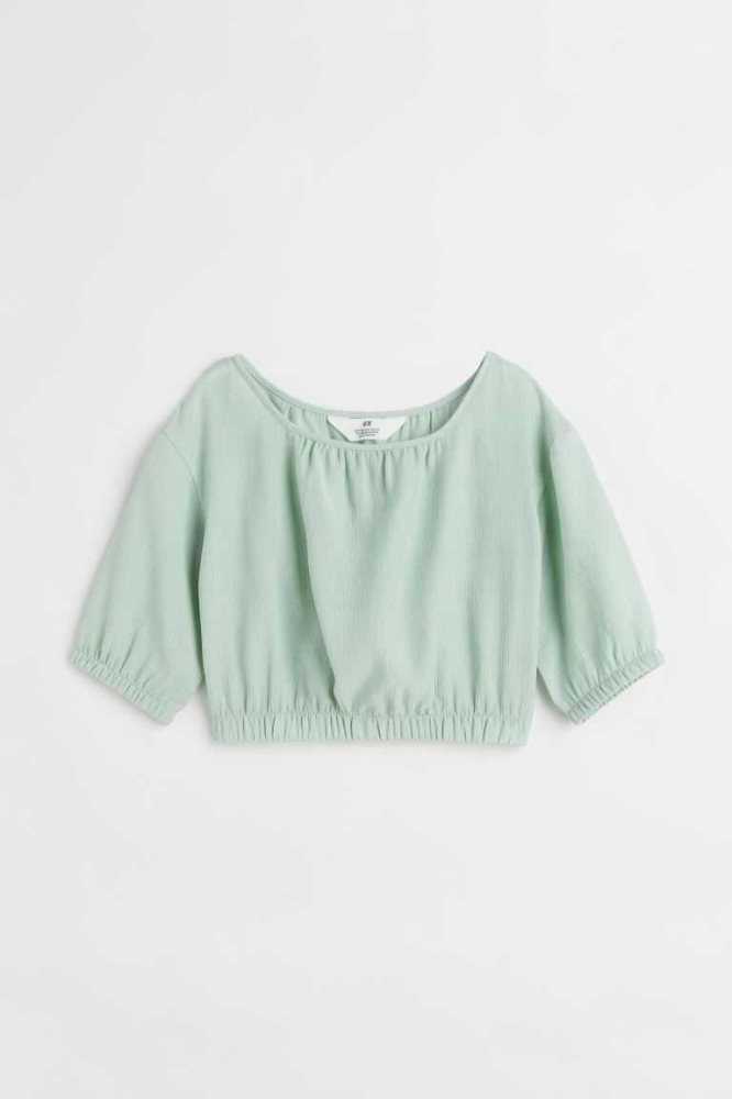 H&M Puff-sleeved Oberteile Kinder Dunkelgrau | 5342-SZQPF