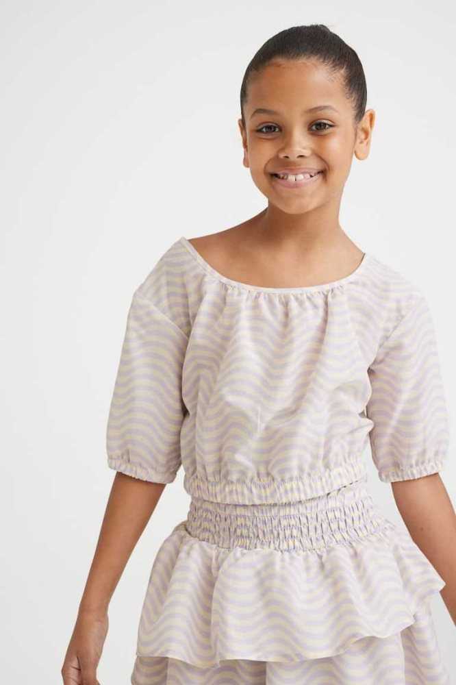 H&M Puff-sleeved Oberteile Kinder Hellgrün | 9235-SOGMB