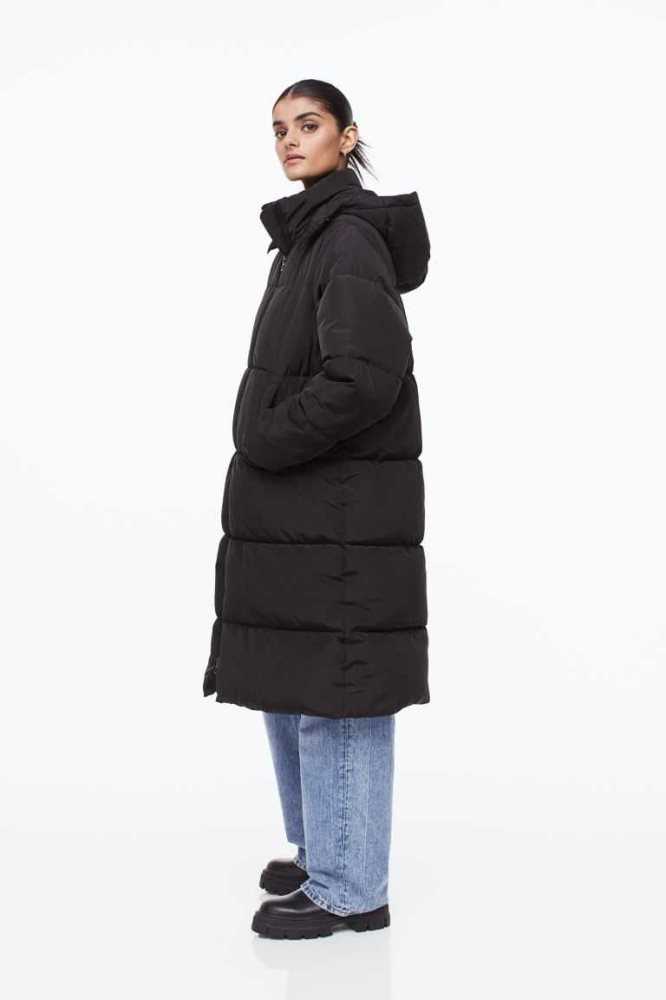 H&M Puffer Jacke Damen Schwarz | 9516-THDXU