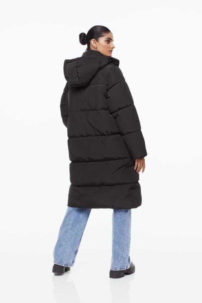 H&M Puffer Jacke Damen Schwarz | 9516-THDXU