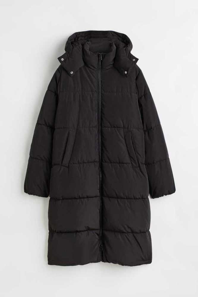 H&M Puffer Jacke Damen Schwarz | 9516-THDXU