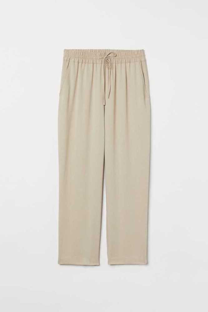 H&M Pull-on Lyocell-blend Hose Damen Hellbeige | 3025-KYWAQ