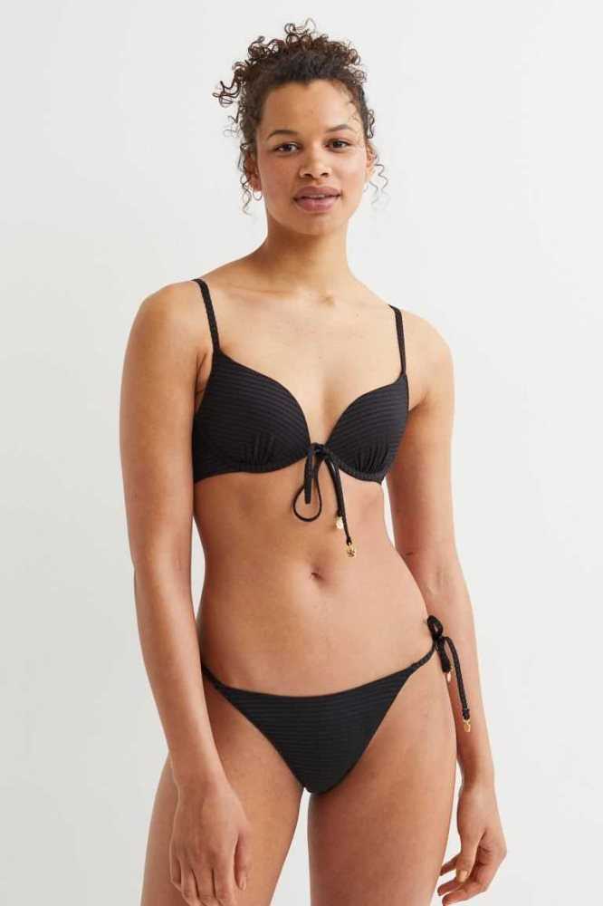 H&M Push-up Bikini Top Strandkleidung Damen Schwarz | 4670-FJVBA