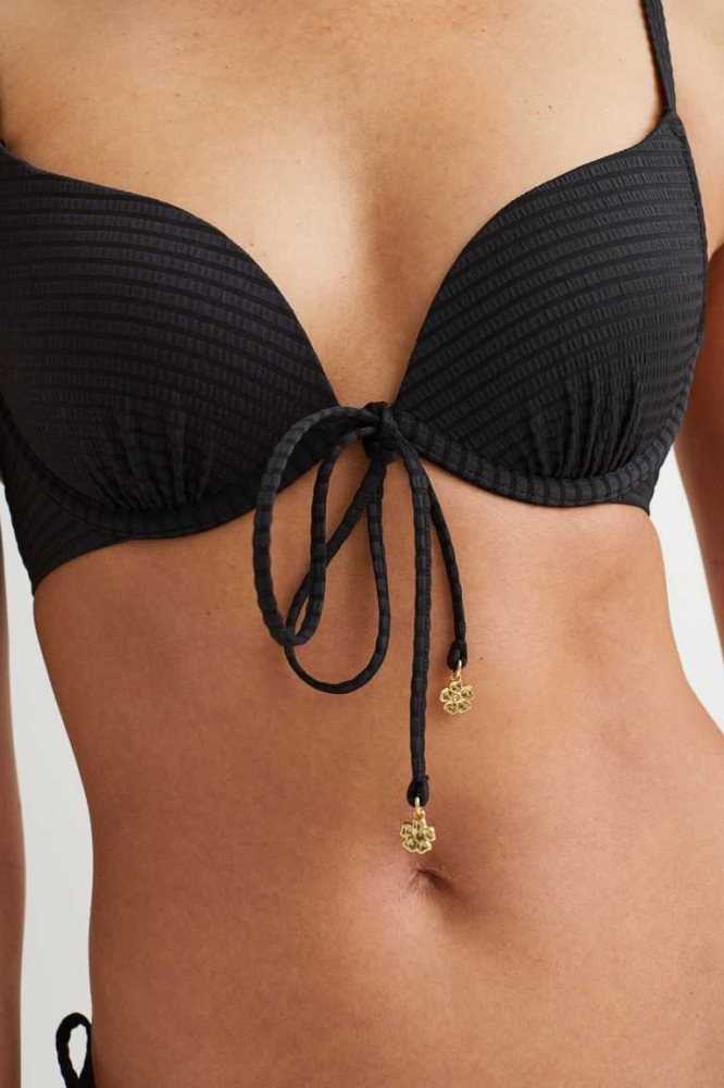 H&M Push-up Bikini Top Strandkleidung Damen Schwarz | 4670-FJVBA