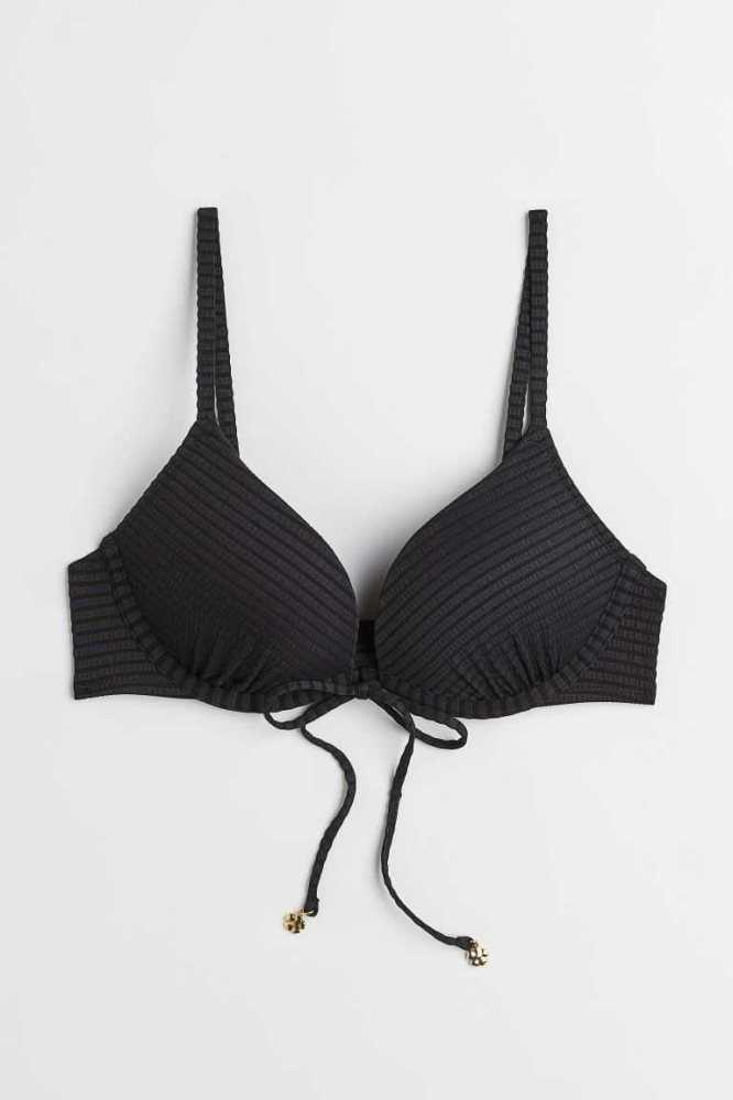 H&M Push-up Bikini Top Strandkleidung Damen Schwarz | 4670-FJVBA