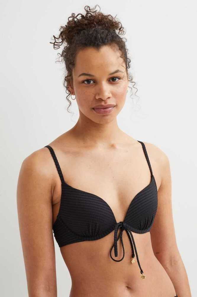 H&M Push-up Bikini Top Strandkleidung Damen Schwarz | 4670-FJVBA