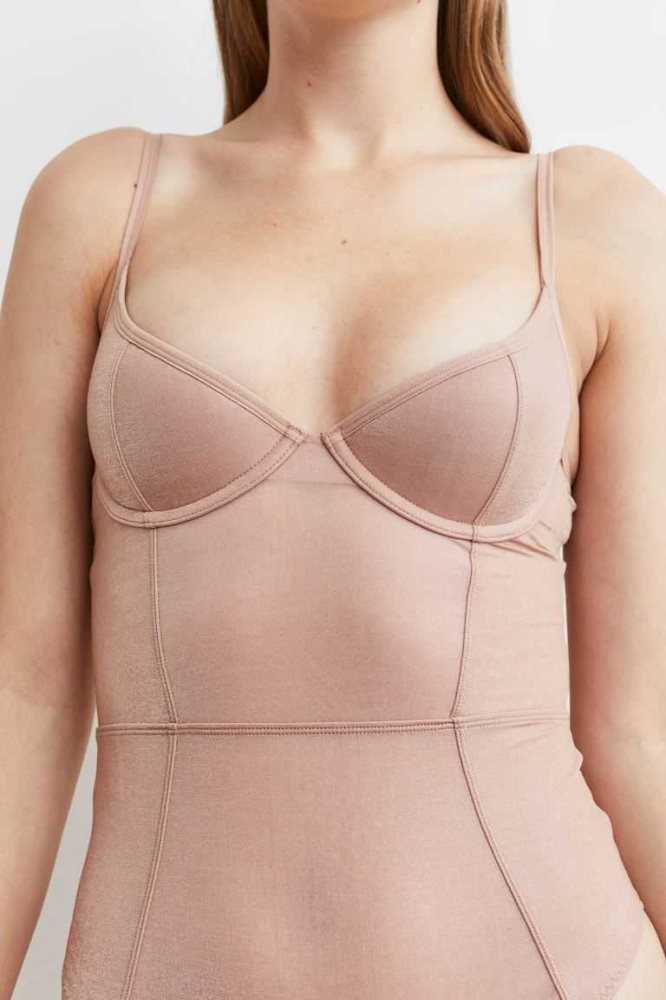 H&M Push-up Tanga Bodysuit Unterwäsche Damen Beige | 5174-LACVS