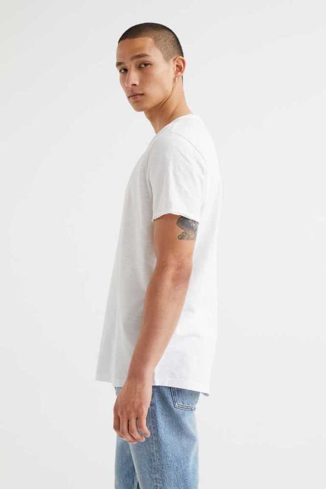 H&M Raw-edge T-shirts Herren Grau | 3968-NJTKG