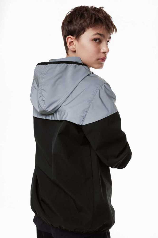 H&M Reflective Jacket Sportbekleidung Kinder Schwarz | 5907-JQGNY