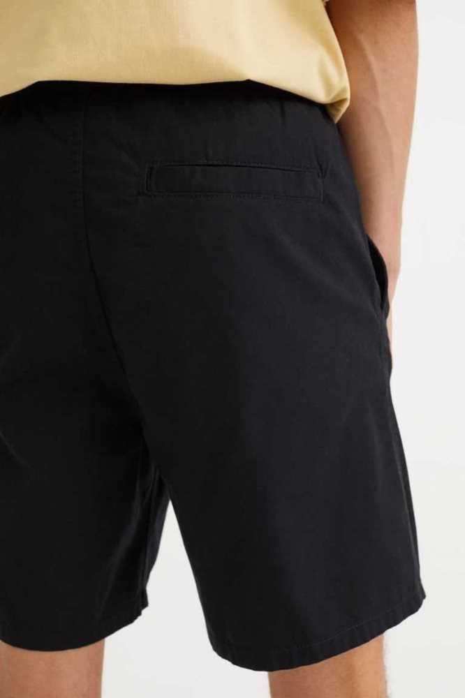 H&M Regular Fit Baumwoll Kurze Hose Herren Schwarz | 0612-YVZNS