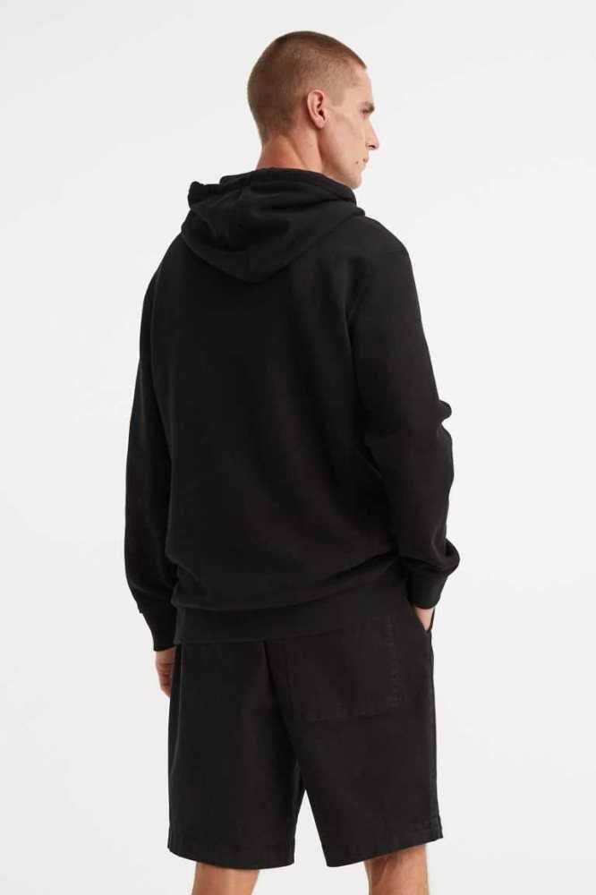 H&M Regular Fit Hoodie Herren Schwarz | 4530-BUOER