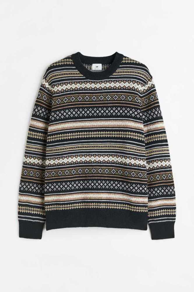 H&M Regular Fit Jacquard-knit Pullover Herren Braun | 4218-KDMAW