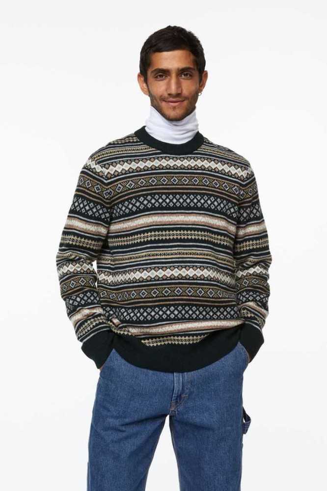 H&M Regular Fit Jacquard-knit Pullover Herren Braun | 4218-KDMAW