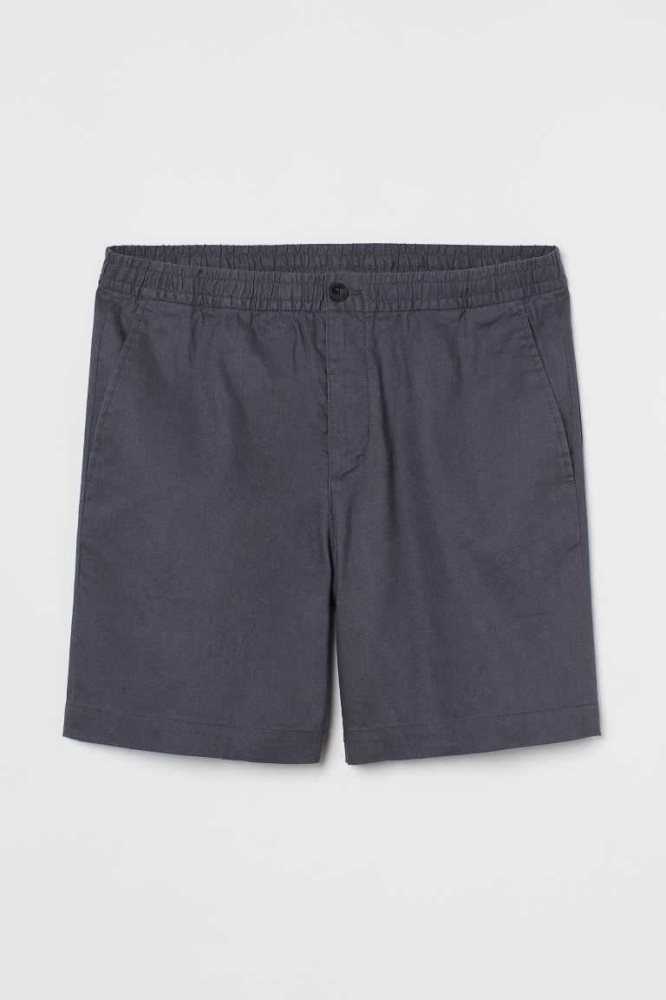 H&M Regular Fit Linen-blend Kurze Hose Herren Hellgrau | 6807-FSUJX