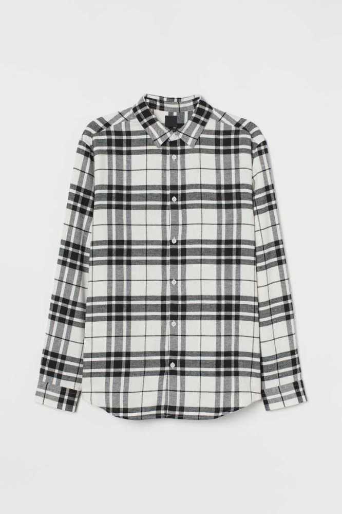 H&M Regular Fit Plaid Hemd Herren Beige Weiß | 9203-IERFC