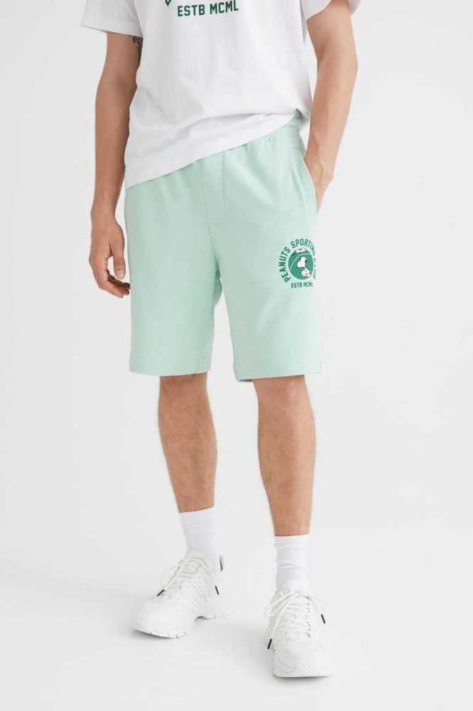 H&M Regular Fit Printed Kurze Hose Herren Türkis | 3590-ULZKA