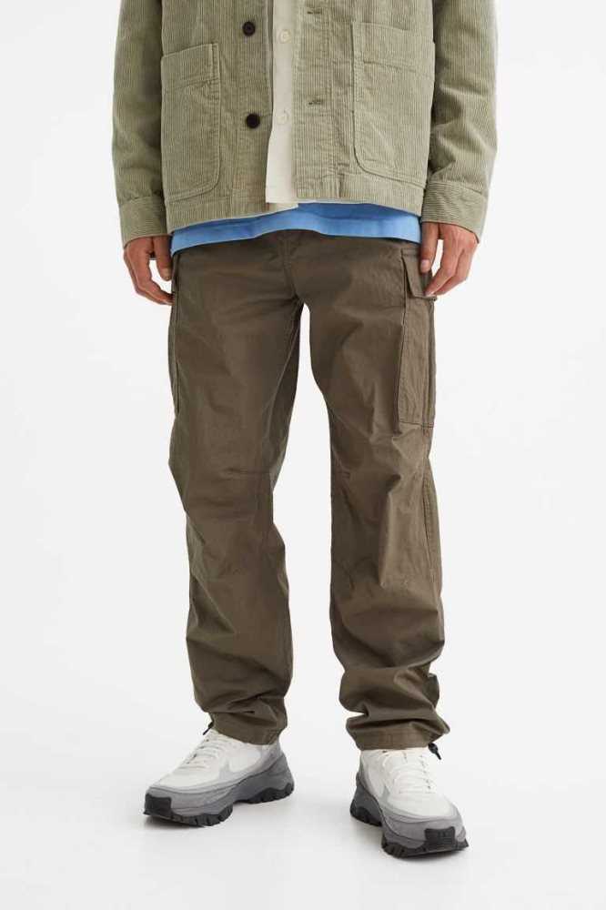 H&M Regular Fit Ripstop Cargo Hose Herren Khaki Grün | 1928-XZNCQ