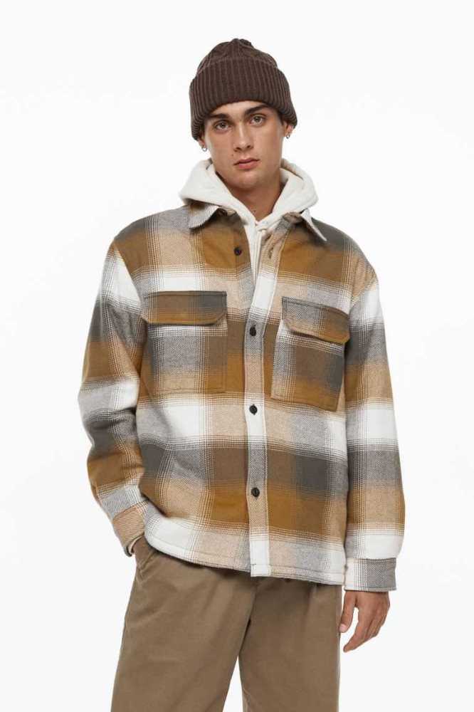 H&M Regular Fit Teddy-lined Hemd Herren Dunkelbeige | 0816-KTSVX