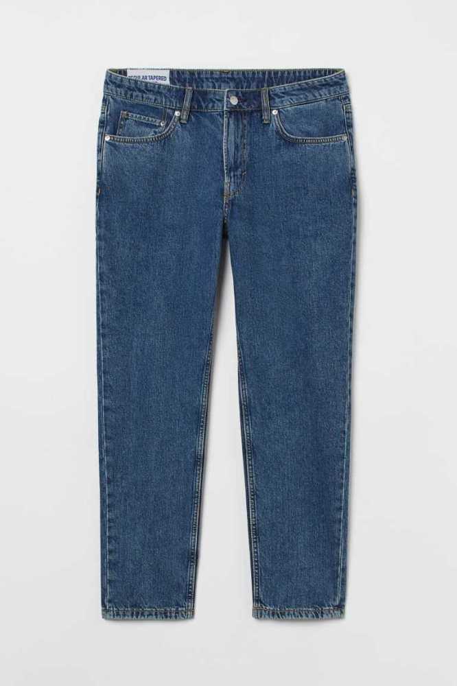 H&M Regular Tapered Crop Jeans Herren Blau | 7081-AIZMQ