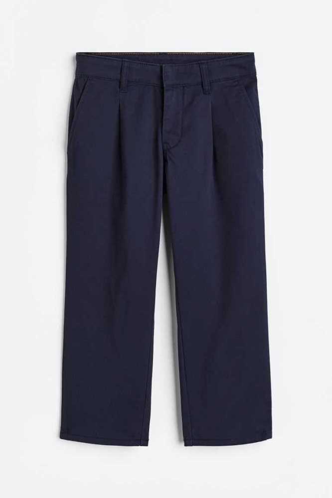 H&M Relaxed Fit Baumwoll Chinos Hose Kinder Navy Blau | 9072-EPHCN