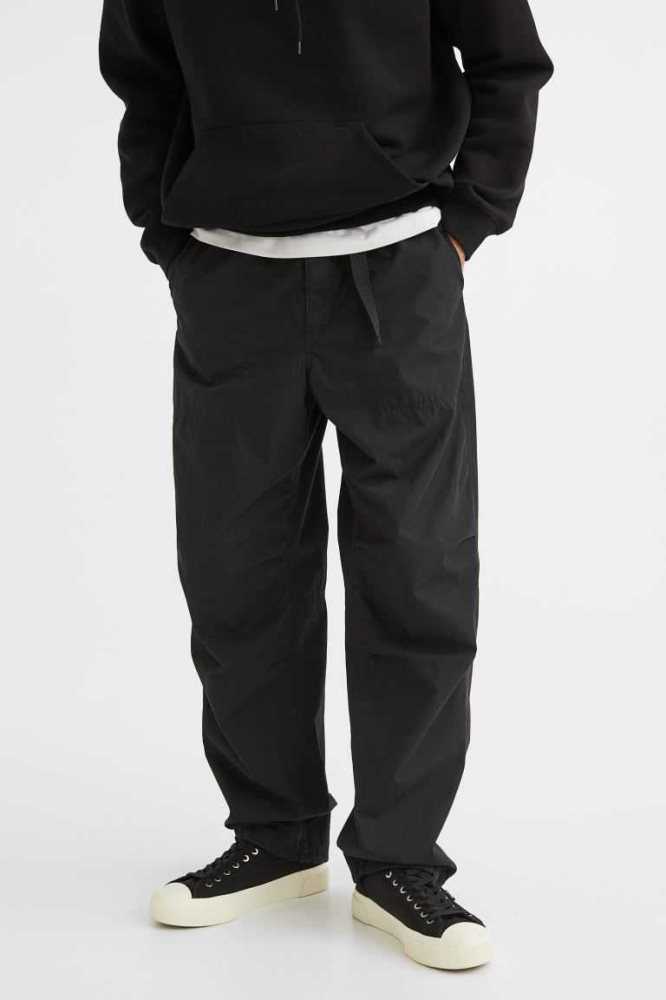 H&M Relaxed Fit Belted Hose Herren Schwarz | 6594-DGBAQ