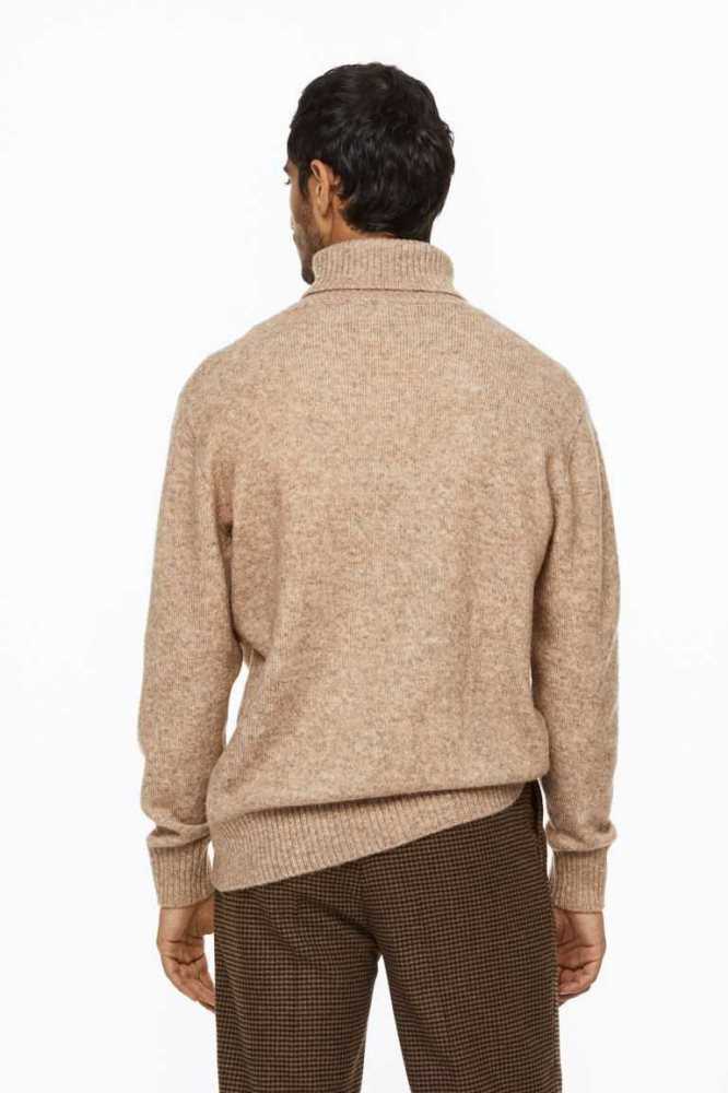 H&M Relaxed Fit Fine-knit Turtleneck Pullover Herren Beige | 3478-JTDUG