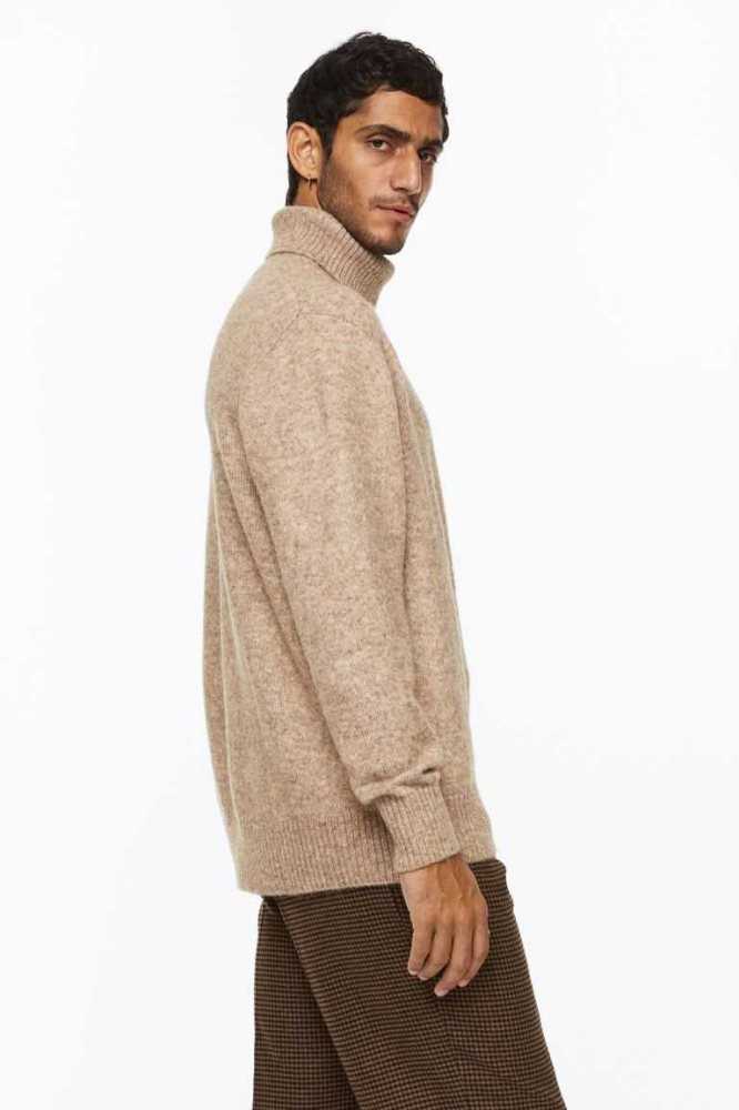 H&M Relaxed Fit Fine-knit Turtleneck Pullover Herren Dunkelgrau | 8340-XZEPD