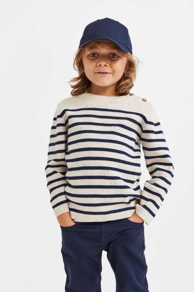 H&M Relaxed Fit Gefütterte Twill Hose Kinder Navy Blau | 0279-WUICZ