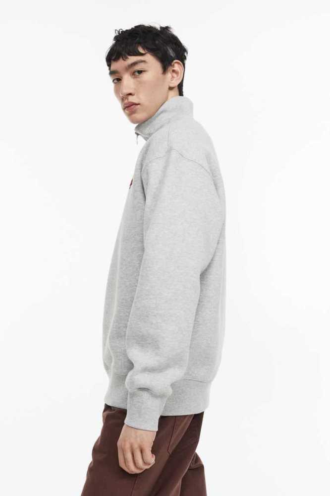 H&M Relaxed Fit Half-zip Sweatshirt Herren Grau | 0578-RTAFI